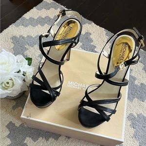 Michael Kors Cicely platform heels. Black leather. New in box. 9.5
